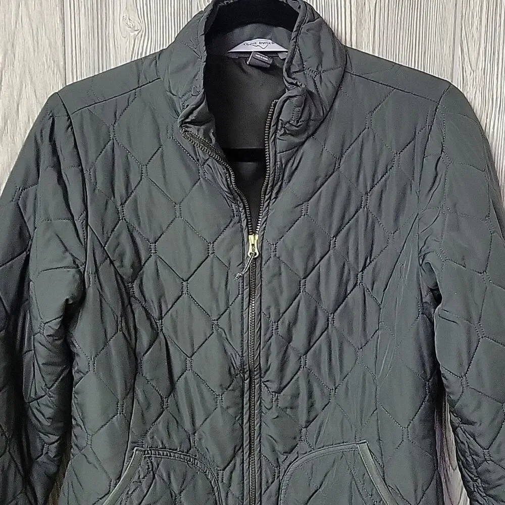 Eddie Bauer Green Quilted Full Zip Jacket Womens Size Small